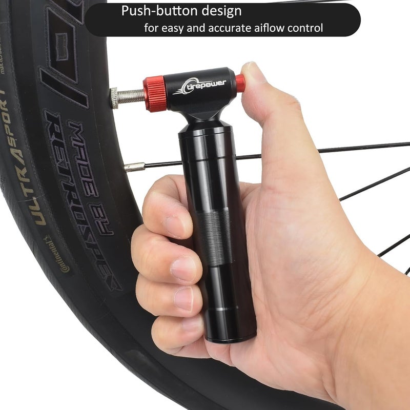 Ctrepower CO2 Bike Tire Inflator - Push-Button Presta & Schrader Compatible CO2 Bike Pump or 12X 16g Threaded CO2 Cartridges for Road Bikes, MTB, Hybrid Bikes - Image 3